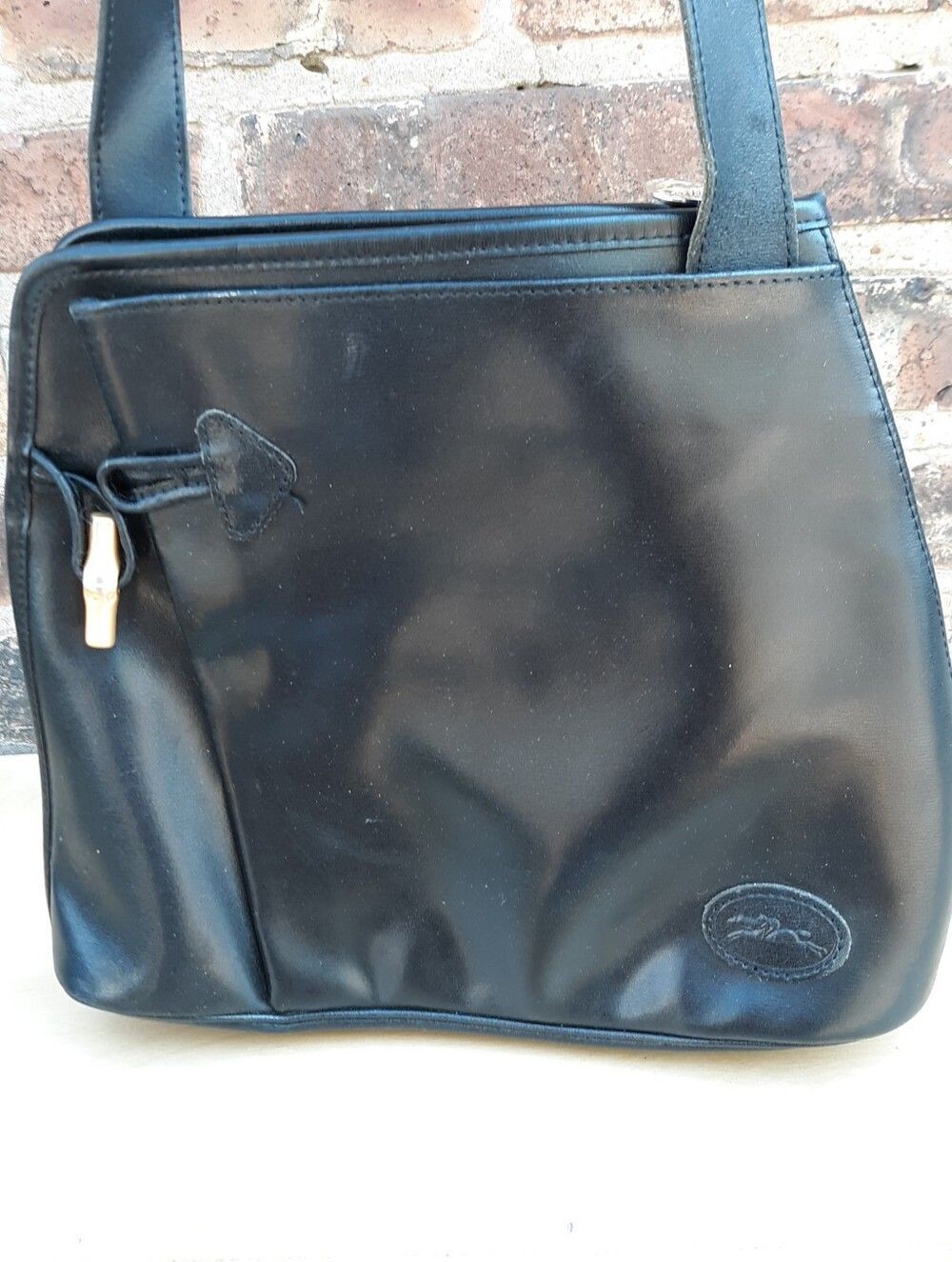 VTG Longchamp Roseau Trapezoid 90s Minimalist Bucket Shoulder Bag Made-n-France